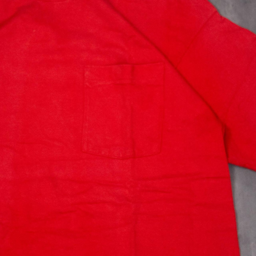 Vintage 1990's Fruit Of The Loom Pocket Blank Red Pocket Single Stitch T-Shirt - Picture 5 of 8